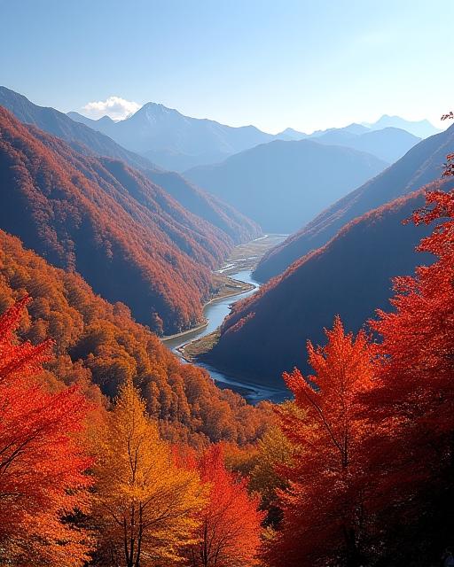 Autumn foliage on the mountains surrounding the hotel