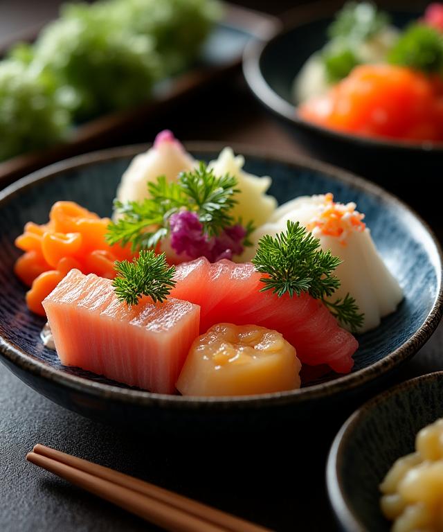 Exquisitely presented Kaiseki dining course with seasonal ingredients